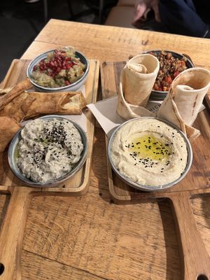 Combo dips.  at Pois Chiche in Brussels