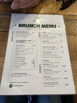 Menu  at Pois Chiche in Brussels