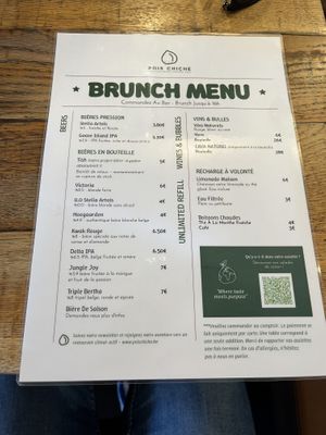 Menu  at Pois Chiche in Brussels