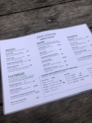 Menu, vegan not labeled!   at Pois Chiche in Brussels