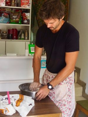 Making the dough from scratch! at Sally's Dumplings - JM Kitchen in Xian