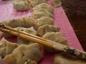Ready to be cooked! at Sally's Dumplings - JM Kitchen in Xian