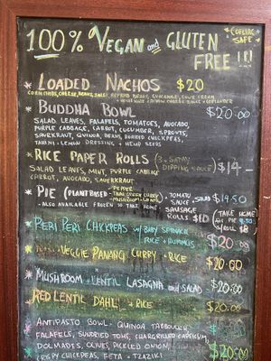 Chalkboard menu as of early May 2026  at Vegalicious in Ettalong Beach