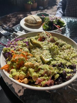 Lunch: Buddha Bowl and Mushroom & Lentil Pie  at Vegalicious in Ettalong Beach
