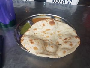 Naan with two vegan sauces at Sri Brinchang in Tanah Rata