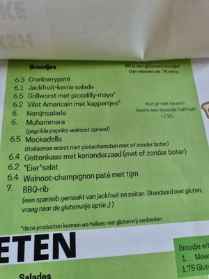 Menu at Van Die Vegans in Hilversum