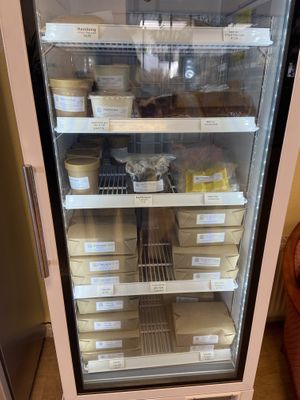 Freezer with a.o croissants by Epicurieus at Van Die Vegans in Hilversum
