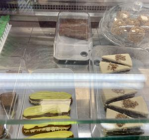 Some offerings on Friday 19 Sept 2025. The Holtkamp chocolate pie is delicious: a creamy and airy top with a smooth and chewy bottom. at Van Die Vegans in Hilversum