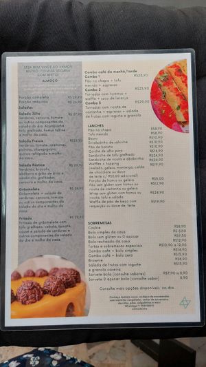 Menu at Espaço VHMOR in Sao Paulo