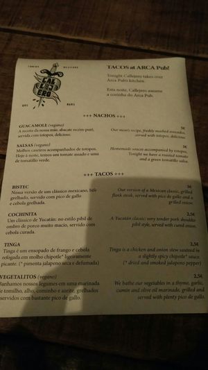 Friday night menu. at Arca Pub in Porto