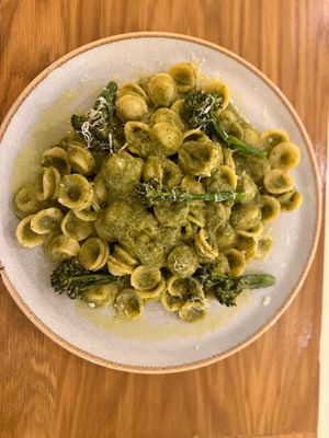 Orecchiette served with stem broccoli pesto sauce.Typical dish from Puglia! at Pomodorino in Swords