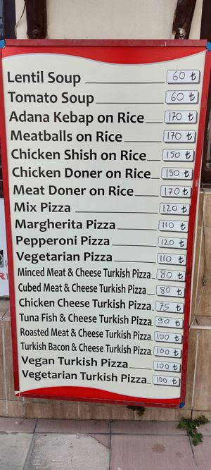 Menu at Zümrüt Pide Salonu in Kusadasi