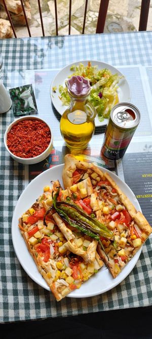 The tasty Vegan pide at Zümrüt Pide Salonu in Kusadasi