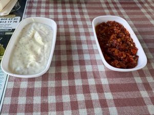 Dipping Sauces at Zümrüt Pide Salonu in Kusadasi