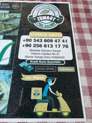 Menu at Zümrüt Pide Salonu in Kusadasi