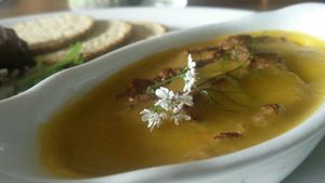 Vegan mushroom and lentil patê with oat cakes and salad at The Dragonfly in Dumfries