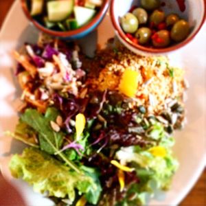 Trio of salad including homemade rainbow coleslaw  at The Dragonfly in Dumfries
