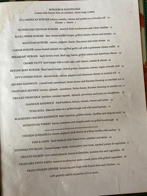 Menu  at Dutch Treat in Franconia