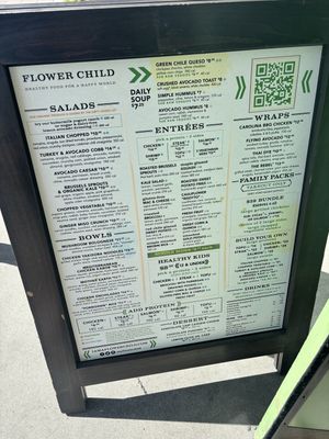 Menu  at Flower Child in Las Vegas