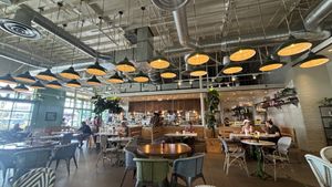 Interior dining  at Flower Child in Las Vegas