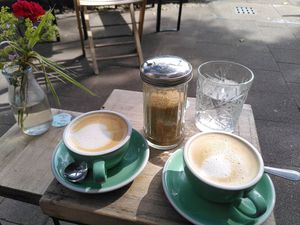 Cappuccini with oatmilk at Lina's Coffee in Dusseldorf