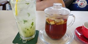 Rose & fruit tea, lime & mint soda at Melior 舒食馆 in Langkawi