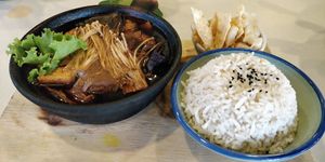 Black vinegar & mushroom, with rice at Melior 舒食馆 in Langkawi