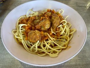 Vegan Meatballs Spaghetti  at Melior 舒食馆 in Langkawi