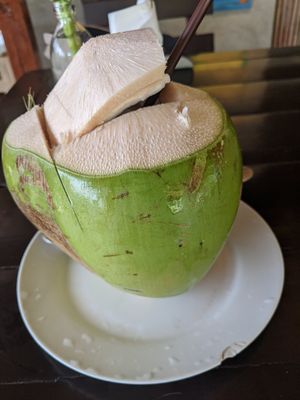 Fresh coconut at Kawin's Kitchen in Koh Samui