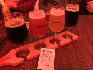 A flight of craft beer at BrewDog in Hamburg