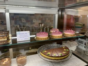 Raw vegan raspberry cake at Aurora Sweets in Korcula