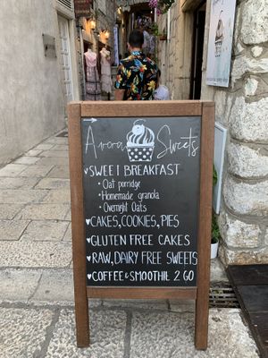 Aurora sweets sign at Aurora Sweets in Korcula