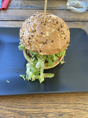 not the prettiest photo but this is their vegan burger at King's Caffe in Rijeka