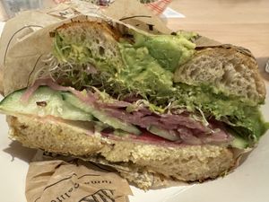 Vegan dream sandwich   at The Bagel Mill in Petaluma
