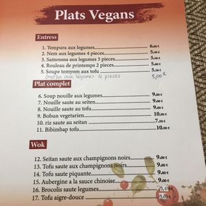 Vegan Menu at Yamato 356 in Marseille