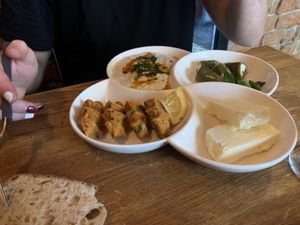 Hummus + cig kofte + cheese at Mayko Meze Evi in Istanbul