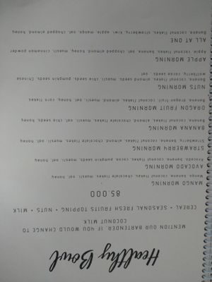 Menu food options at Impresso Coffee in Phan Thiet