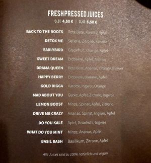 Menu at Mad About Juice - Dammtorstr in Hamburg