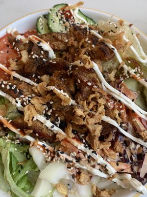 Donna’s kebab rice box  at Monstera Canteen in Luton