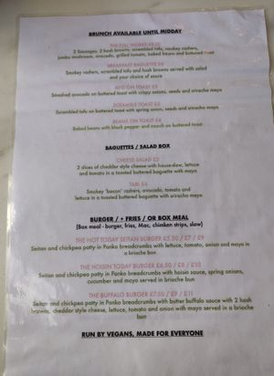 Menu at Monstera Canteen in Luton