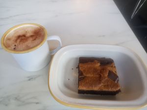 Mocha, peanut butter choc brownie 👍🏼 at Monstera Canteen in Luton