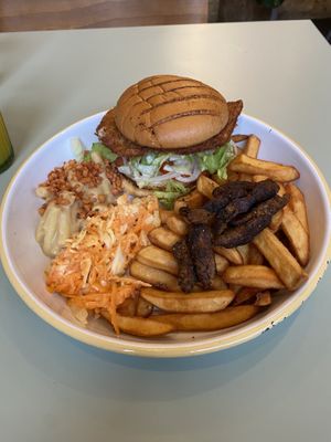 The Not Today Seitan Burger Box  at Monstera Canteen in Luton