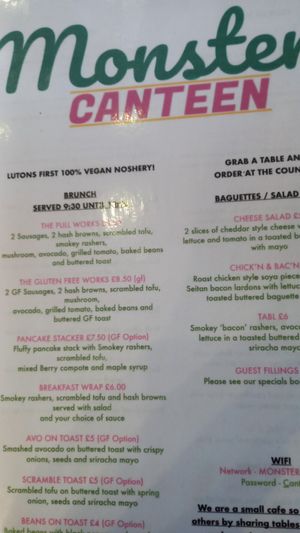 Some of the options at Monstera Canteen in Luton