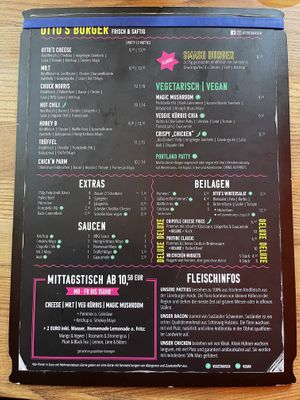 menu card  at Otto's Burger - Schanze in Hamburg