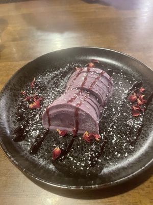 Vegan ice cream blueberry with coconut ice creamm  at Amiraj ~ Modern Indian Kitchen in Williamsburg