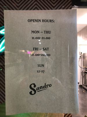 Hours at Sandro in Helsinki