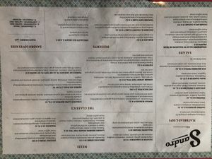 Menu, page 1 at Sandro in Helsinki