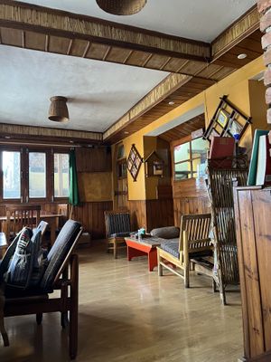 Interior of cafe upstairs   at Crepes Pancake Hut in Dharamshala
