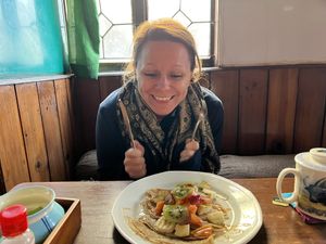 Pancakes with fruit   at Crepes Pancake Hut in Dharamshala