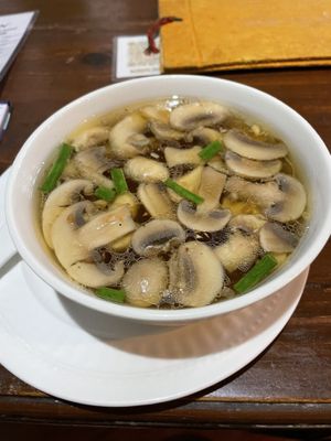 Mushroom soup  at Crepes Pancake Hut in Dharamshala